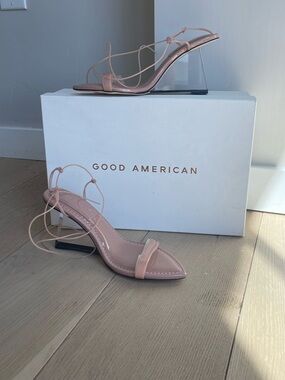 Good American Cinderella Acrylic Wedge Sandal